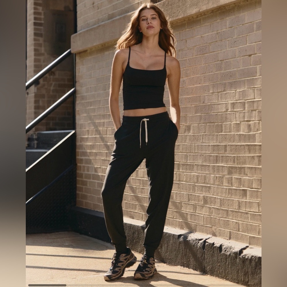 A Loves A Black Pull-On Cotton Drawstring Jogger Sweatpants, Large